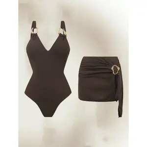 Women's 2 Piece Quick Dry Swimsuit Set, Sexy Open Back One Piece Bathing Suit, Fashion Comfortable Beach Swimwear