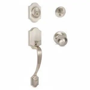 Valhala Satin Nickel Decorative Handleset with Ashland Knob