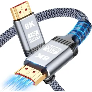 8K 10K 4K HDMI Cable 48Gbps 3.3FT/1M, Certified Ultra High Speed HDMI Cable Braided Cord-4K@120Hz 8K@60Hz, DTS:X, HDCP 2.2 & 2.3, HDR 10 Compatible with Roku TV/PS5/HDTV/Blu-ray