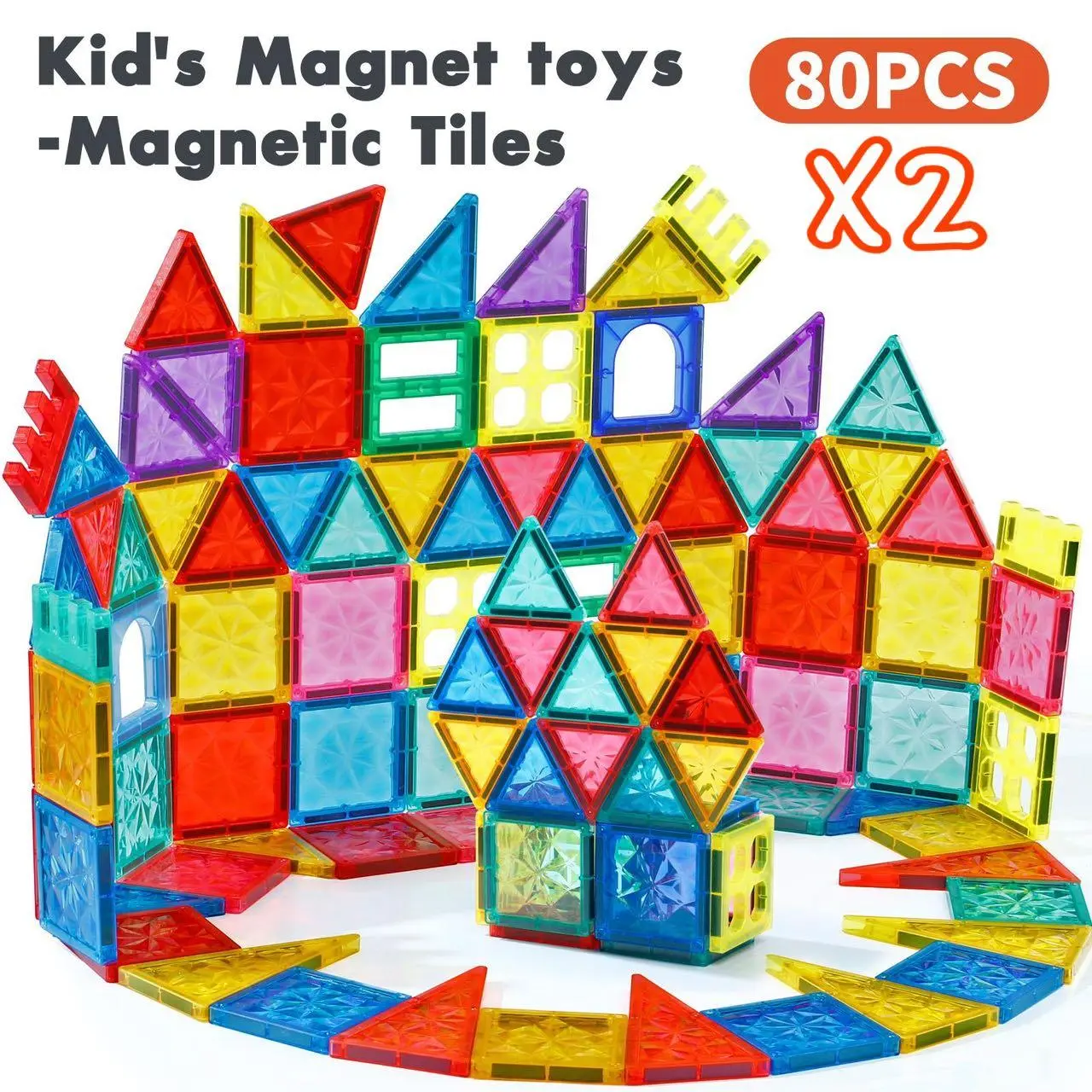 80PCS X 2 (160PCS) Magnetic Tiles