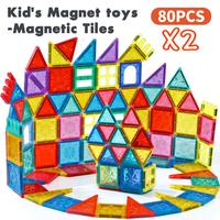 80PCS X 2 (160PCS) Magnetic Tiles