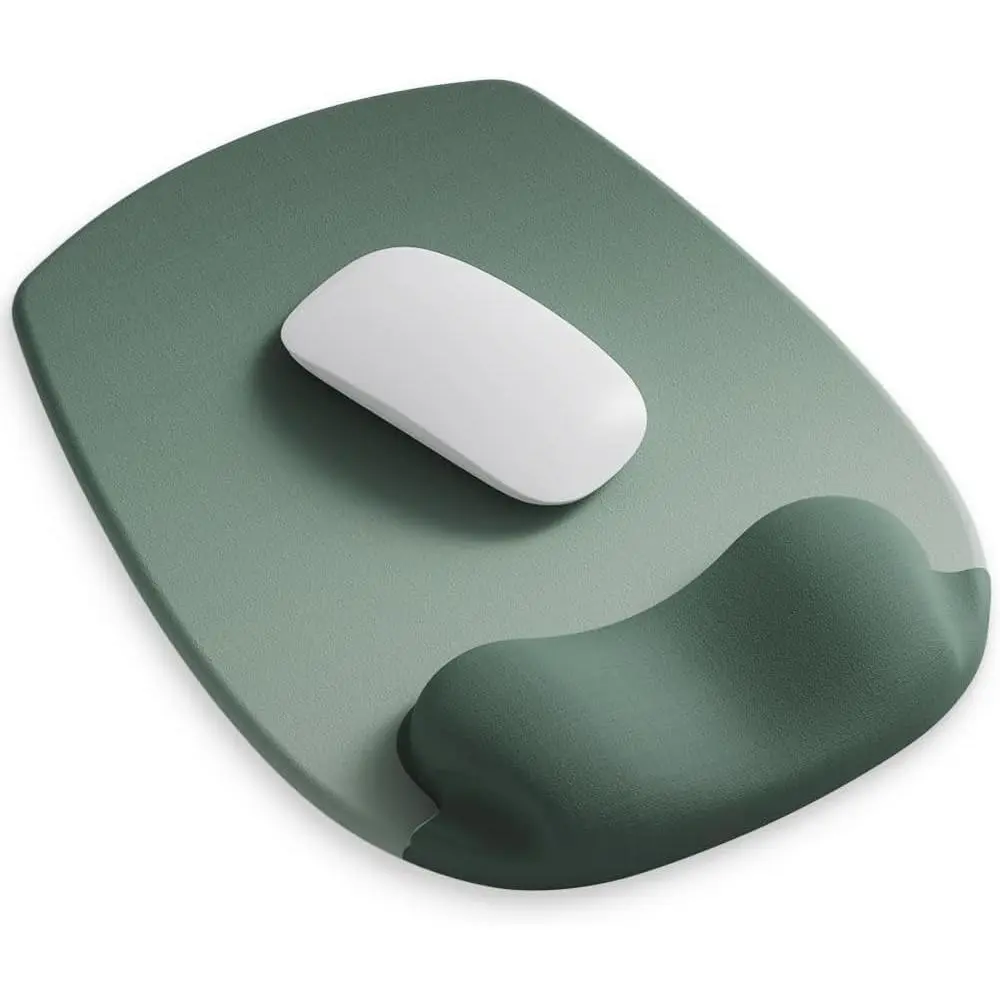 L-HUP017 Eco-Friendly PU Ergonomic Gel Wrist Rest Mouse Pad - Odor-Free, Tear-Resistant Lycra, Anti-Slip Surface, Durable, Small Size, Cute 03 Sage Green Desk Decor for Work Office Home PC Gaming