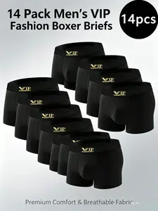 VIP Gold Logo Men's Black Boxers (1-16 Packs) | Ultra-Comfort Breathable Trunks for Everyday, Gym & Casual Wear, Classic Black Versatile Underwear