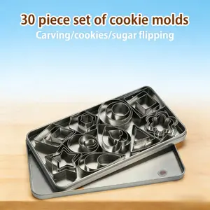 30 Piece Stainless Steel Cookie Mold Set, Multi-Shape Baking Tools, Sugar Frosting Tool, Perfect for Cookies and Baking