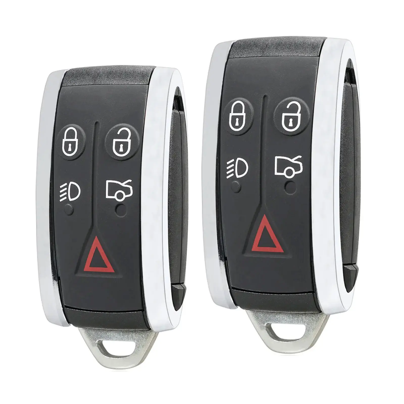 2x Metal-Plastic Car Key Shell, Uncut Blade, 5 Buttons, Circuit Board, with Lights, Trunk Release Replacement Lock Case for 2008-2013 Jaguar XF/XK/XKR Remote Key, 2X Key Shell