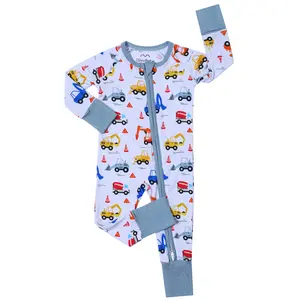 Bamboo Baby Footed Pajamas with Lollipop Prints Long Sleeve One-piece Romper Pjs Bamboo Sleepers Zip Up Jumpsuit Snug Fit Pajamas Sleepwear for All Seasons