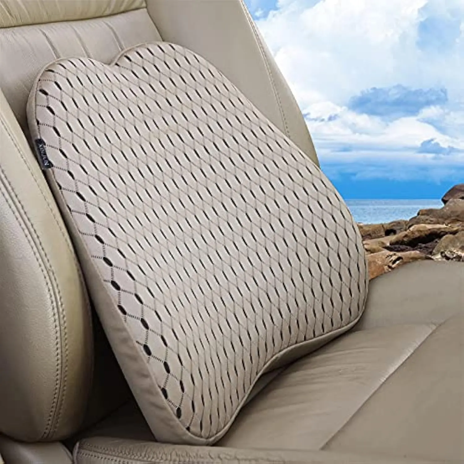 Memory    Support Pillow - Memory   Cushion -  for  Seats, Office Chairs, recliners, Sofas, etc. (Beige)