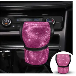 Bling Car Gear Shift Knob Cover, Rhinestone Anti-Slip Comfortable Handbrake Cover, Diamond Set