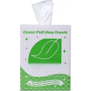 Towel Ultra  Center Pull Shop Towels - (1 Box of 300) Disposable Cleaning Towels - White, 9 x 12 inches - FT500