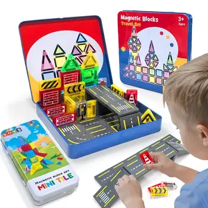 Magnetic Building Block Road Set for Kids, Magnetic Tiles Set, Stem Magnetic Blocks for Ages 3+, Ideal Christmas and Birthday Gift, Interactive Educational Toy