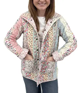 Paige Patchwork Stripe Quilted Snap Jacket