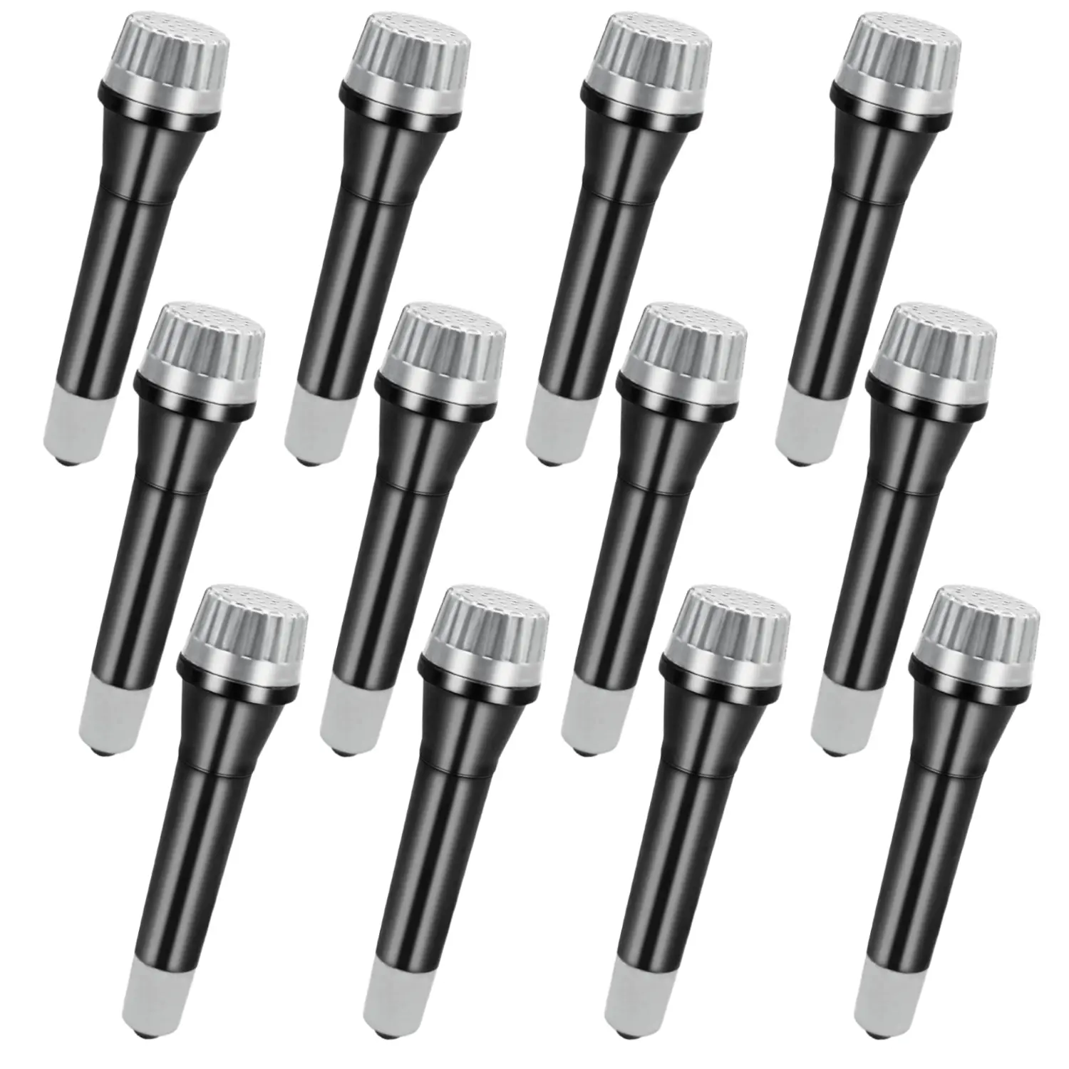 12 Pack Fake Toy Microphones Set,Plastic Microphone Prop,Play Microphone, Pretend Microphone for Karaoke Stage Costume Role Birthday Party Favors, 5.7 Inches Tall