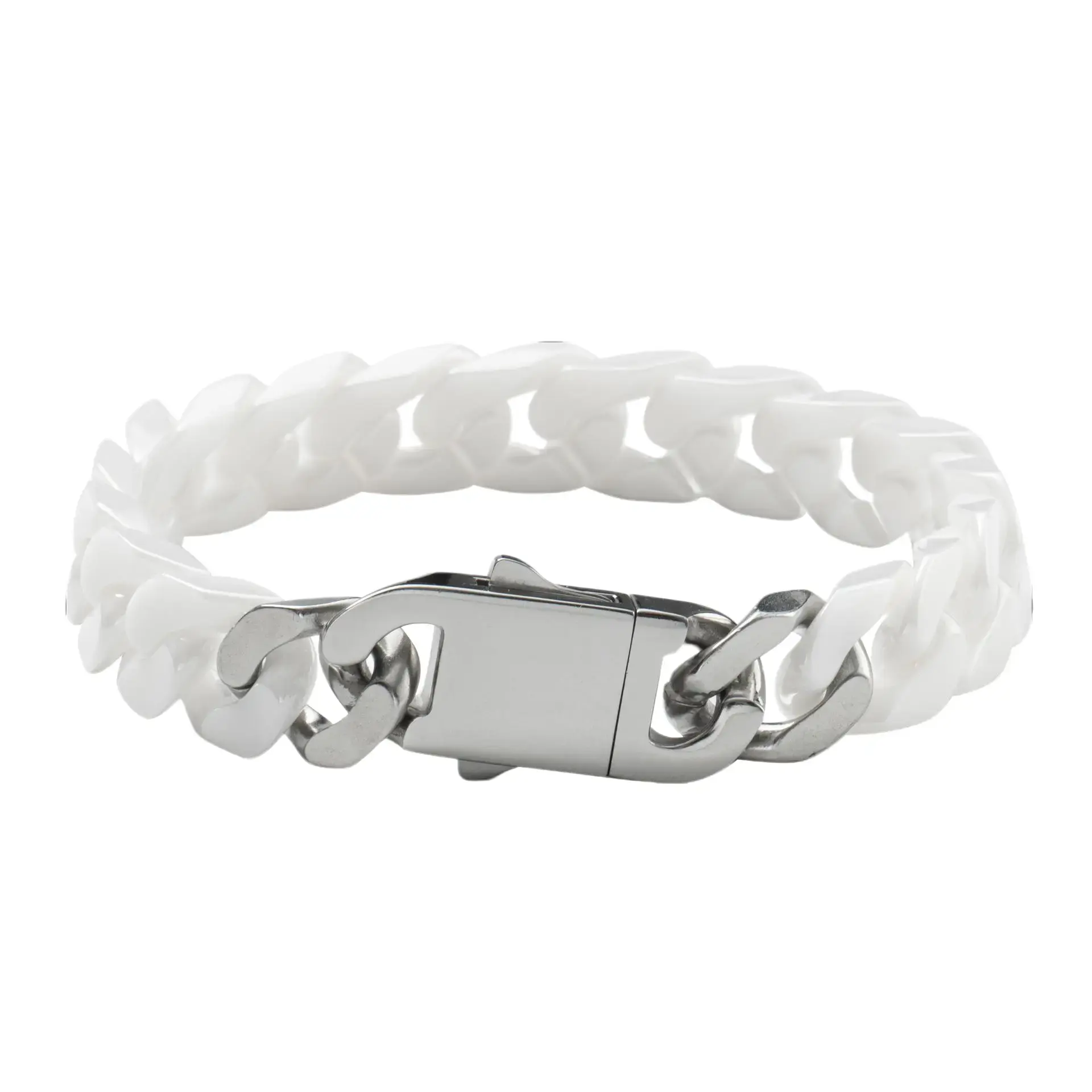 Loveden   hip-hop trendy bracelet, ceramic Cuban chain, stainless steel clasp, export chain