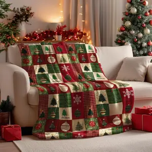 Horaldaily Christmas Flannel Blanket Throw Red Green Checkered Tree Snow Ornaments Soft Fuzzy Plush Cozy Fleece 50x60 Ideal Gifts for Kids Adults Wife Self