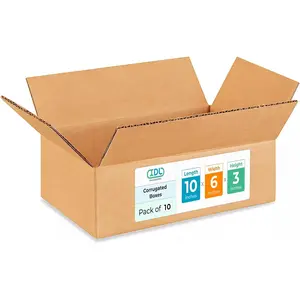 Medium Moving & Shipping Boxes 10x6x3 inches (10-Pack) - Extra Strength 200 lb vs Regular - Corrugated Cardboard Boxes for USPS/UPS/FEDEX - Packaging Box - Corrugated Box by IDL Packaging
