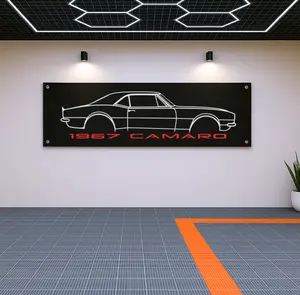 1967 Camaro Flag Banner – 71x24 Inch Vintage Muscle Car Garage Wall Art, Retro Man Cave Decor, Classic Chevy Birthday Gift