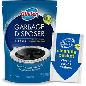 4 Packets Garbage Disposer Cleaner & Deodorizer, Foaming Action, Lemon Scent, Bacteria-Free for Odor Elimination Household Kitchen