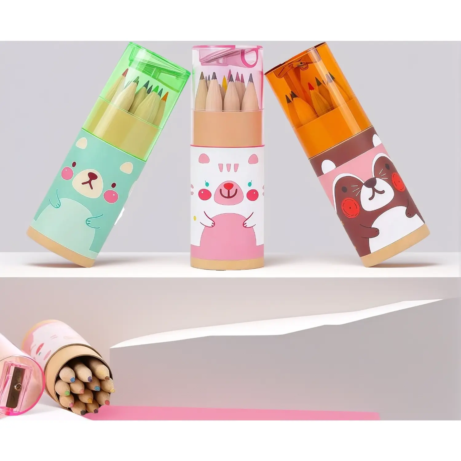 36-Colored Mini Pencils Set - Unisex, 3 Travel Tubes, Sharpener - Portable Pet Art Sketching Kit for Artists - Ideal for Travel, Pet Creative Activities