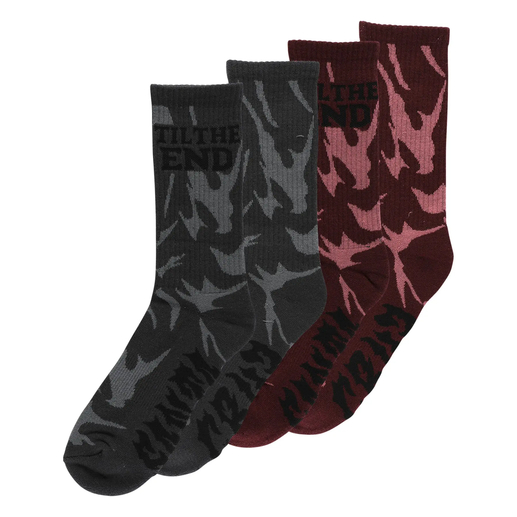 Men's TTE Messenger Crew Socks - 2 Pairs, Santa Cruz Graphic Knit Menswear Apparel, Haze, 'Til The End'