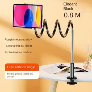 Universal Phone Tablet Stand Selfie Stand Bed Table Clamp, Lazy Flexible Clip, Long Arm Installation, 360° Rotating, Adjustable Angle, Durable Design, Spiral