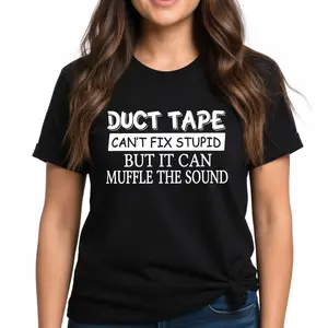 Can't Fix Stupid Duct Tape T-Shirt, Unisex Sarcastic Funny Guys Graphic Tee, Sarcastic Custom Humor Novelty Short Sleeve Apparel for Men and Women, Aesthetic Sassy Slogan Gift Fashion Top, Viral Trendy Retro Streetwear Shirt