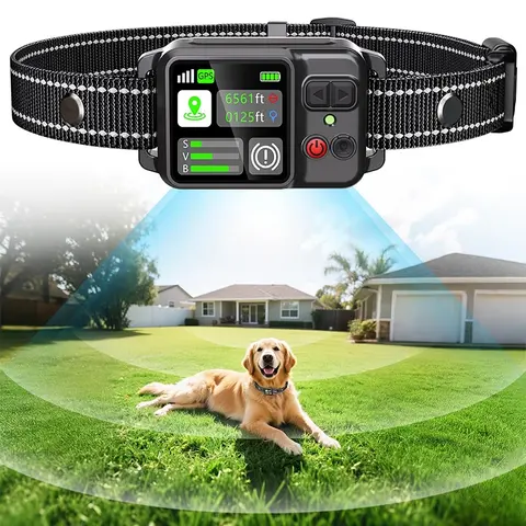 GPS Wireless Fence for Dogs, Perimeter Collar Fence with 49-6,561 Feet Coverage, Ipx7 Waterproof, Multiple Alert Modes, Training Aid, Zf500 Model Training Collars