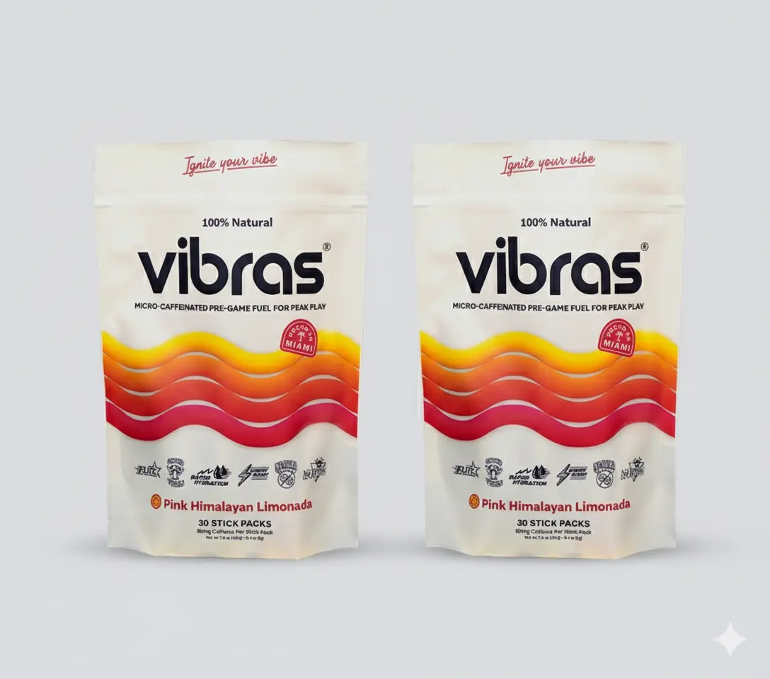 Vibras Hydration and Energy Drink Mix, Electrolytes plus 100 mg Caffeine, Zero Sugar, Pink Himalayan Limonada, 30 Sticks × 2 Pack (60 Total Sticks)