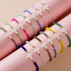 US-FASHION - Go2boho Crystal Beaded Bracelets Healing Luck S Cross Boho Elastic Stretch Handmade Jewelry For Women Men Fashion Gifts