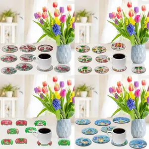 10 Diamond painting art coaster sets, Christmas gifts, Christmas home table decoration protective pads, no stand, Kitchen Coasters