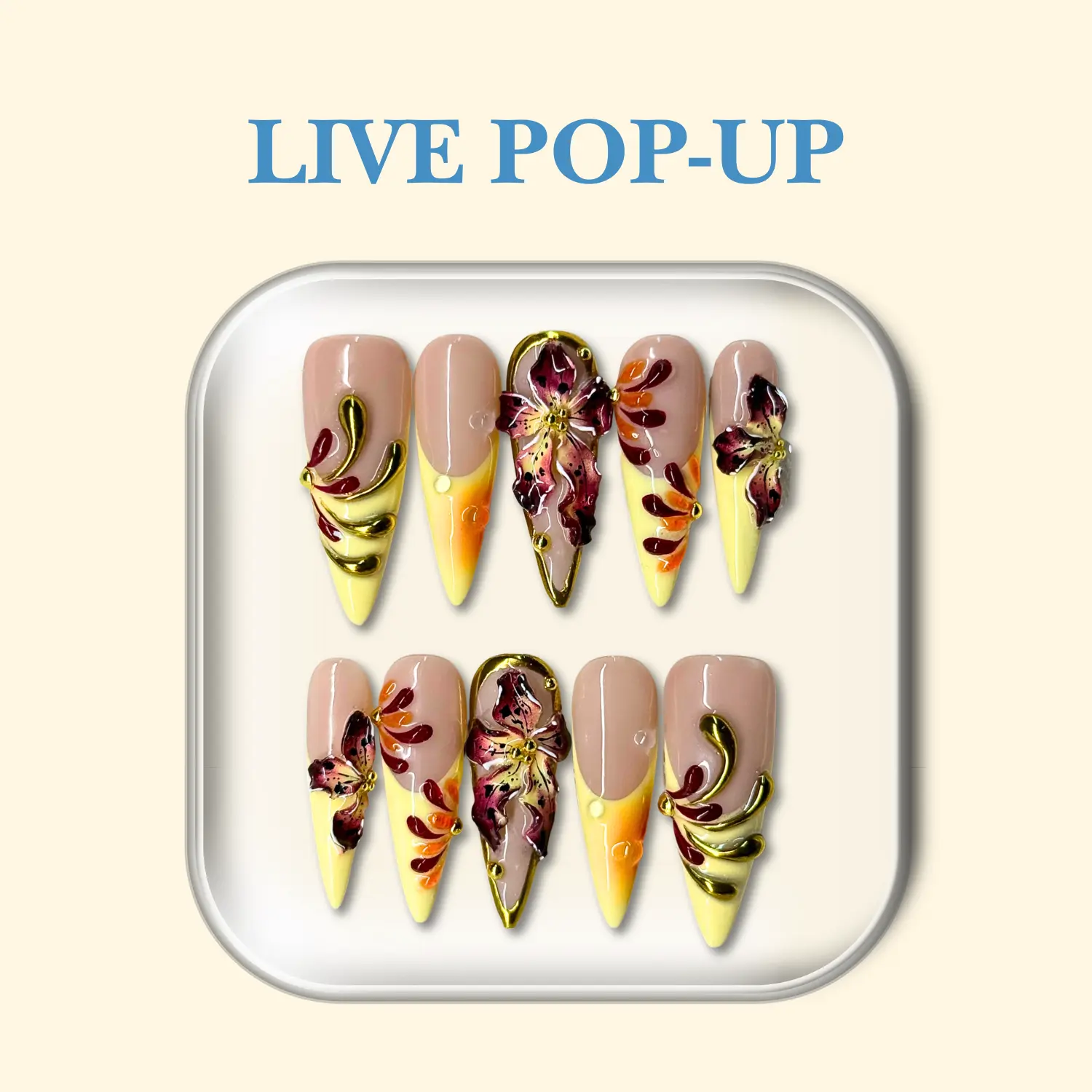 NailPhoria GLOWING VIOLET-SUMMER Handmade Press-On Nails | Reusable, Salon-Quality, Long-Lasting, Glossy Design