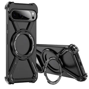 Metal Frame MagSafe 360° Magnetic Holder Phone Case For Google Pixel 8 9 Pro XL 9Pro Fold Aluminum Alloy Wireless Charging Cover