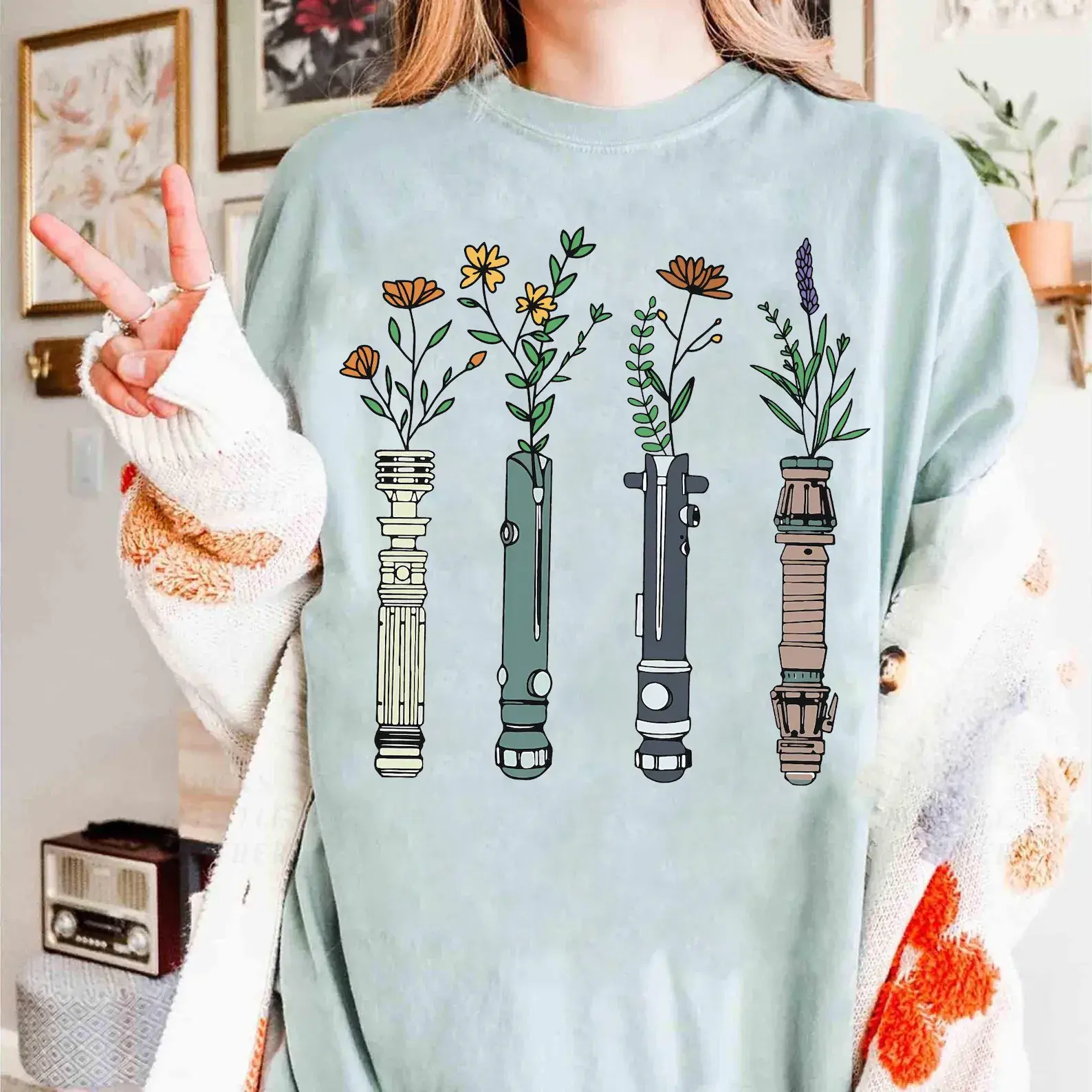 Floral Lightsaber SW Shirt, WDW Women's Tee, Flowers Lightsaber Tee, Darth Vader Shirt, Galaxy's Edge Trip