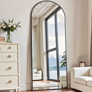Mirror Arched Full Length Mirrors, Mirror Full Length Standing or Leaning Against Wall, 59"x18" Large Full Body and Wall Mounted Mirror for Bedroom Living Room, Black