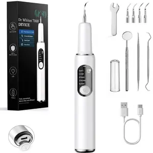 DrWhiten 7000 Plaque Remover for Teeth, Tartar Remover for Teeth, Dental Calculus Remover, Teeth Cleaning Kit 5 Speed Modes with 3 Replaceable Heads, with LED Light. Oral Whitening