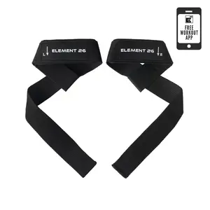 Element 26 Weight Lifting Straps Pair with Guide Durable Cotton Neoprene Padding for Men Women Deadlifts Pulls Rows 23in Long Easy Wrap Design
