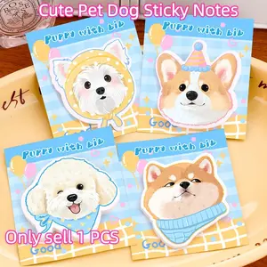 Cute Puppy Sticky Notes, Creative Irregular Shape Memo Pads, Strong Adhesive Reusable Stickers, 30 Sheets Per Book, Ideal for Journals and Wall Decor