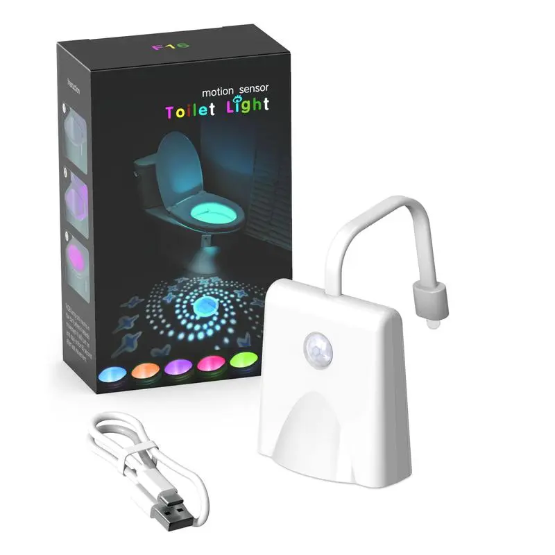 Toilet Lights Inside Toilet, USB RechargeableMotion Activated Toilet Night Light Motion Sensor, LED Toilet Bowl Light, Toilet Seat Light for Men Women Gifts for Fathers Day Christmas