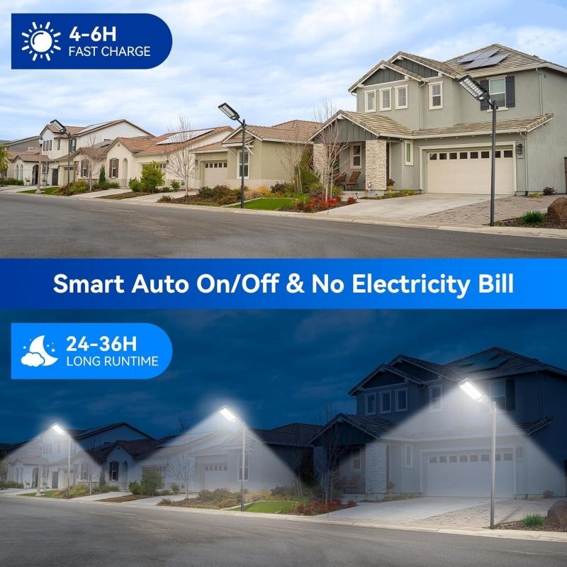 Solar Street Lights Outdoor, Solar Lights Outdoor Waterproof with Motion Sensor and Remote Control, Parking Lot Light Dusk to Dawn Security Flood Light for Yard, Garden