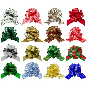 Wrapables Large 5" Christmas Pull Bows, Ribbon Bows, Gift Wrap Accessory,Gift Tags (16pcs), Holiday Colors