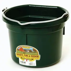 212 MAIN Impact-Resistant Polyethylene Flat Back Plastic Bucket - Green, 8 Qt, Wall-Mountable, Ideal for Sheep (Model P8FBGREEN), Impactresistant