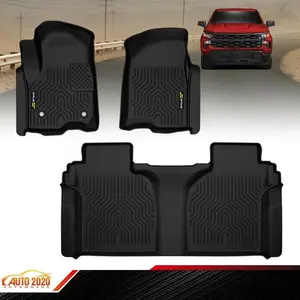 Fit For 19-25 Silverado Sierra 1500 2500 3500 Crew Cab TPE Floor Mats Set Liner