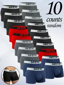 10pcs men's flat cornered underwear, Boxer underwear, Lightweight sports underwear, Suitable for all seasons, home, loose casual Men's four cornered underwear