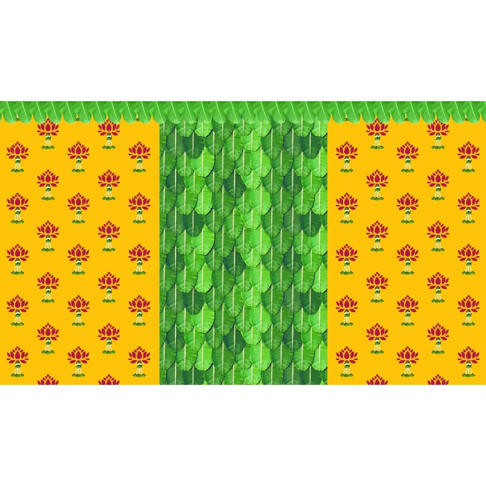 Traditional Indian Backdrop Banner for Diwali, Wedding, Seemantham Ceremony, Housewarming - 5 x 8 Feet Fabric Backdrop (1073)
