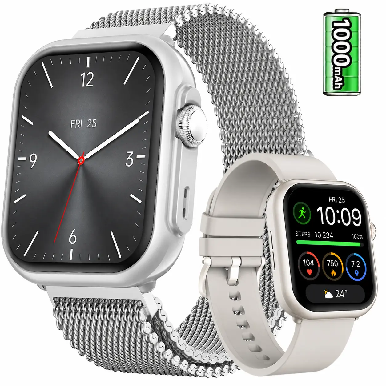 Smart Watch for Women for iPhone Android: 1.83"Smartwatch with Make/Answer Call Sleep Heart Rate SpO2 Monitor IP68 Waterproof 120+Sport Mode Fitness Tracker 1000mAh Battery
