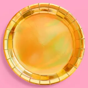 Holographic Foil Plates - 25 pack | Happy Birthday Party Decorations, Holiday Party, Cool Cake Plates,  Year's Eve,  Bachelorette Disposable Party Plates