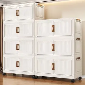 Multi-Layer Folding Modern Storage Cabinet, Home Organizer Box for Snacks Clothes Toys, Living Room Space-Saving Solution