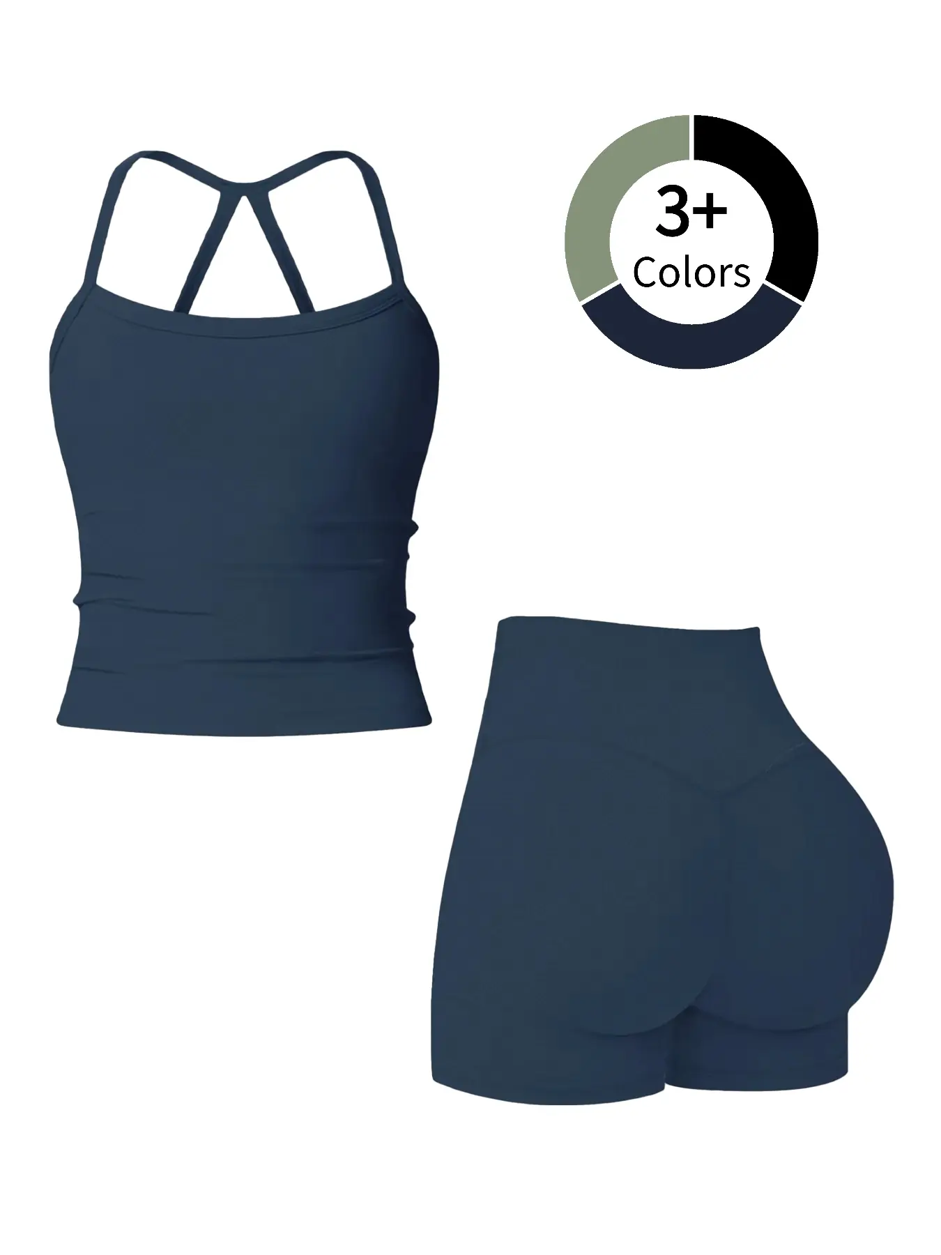 Women's Plain Sexy Yoga Backless Set, Crossback Sports Fitness Outdoor Tennis Running, Sweat-Wicking Quick-Dry Hip-Lifting Shorts, Quick Dry Sportswear, Sports Clothes