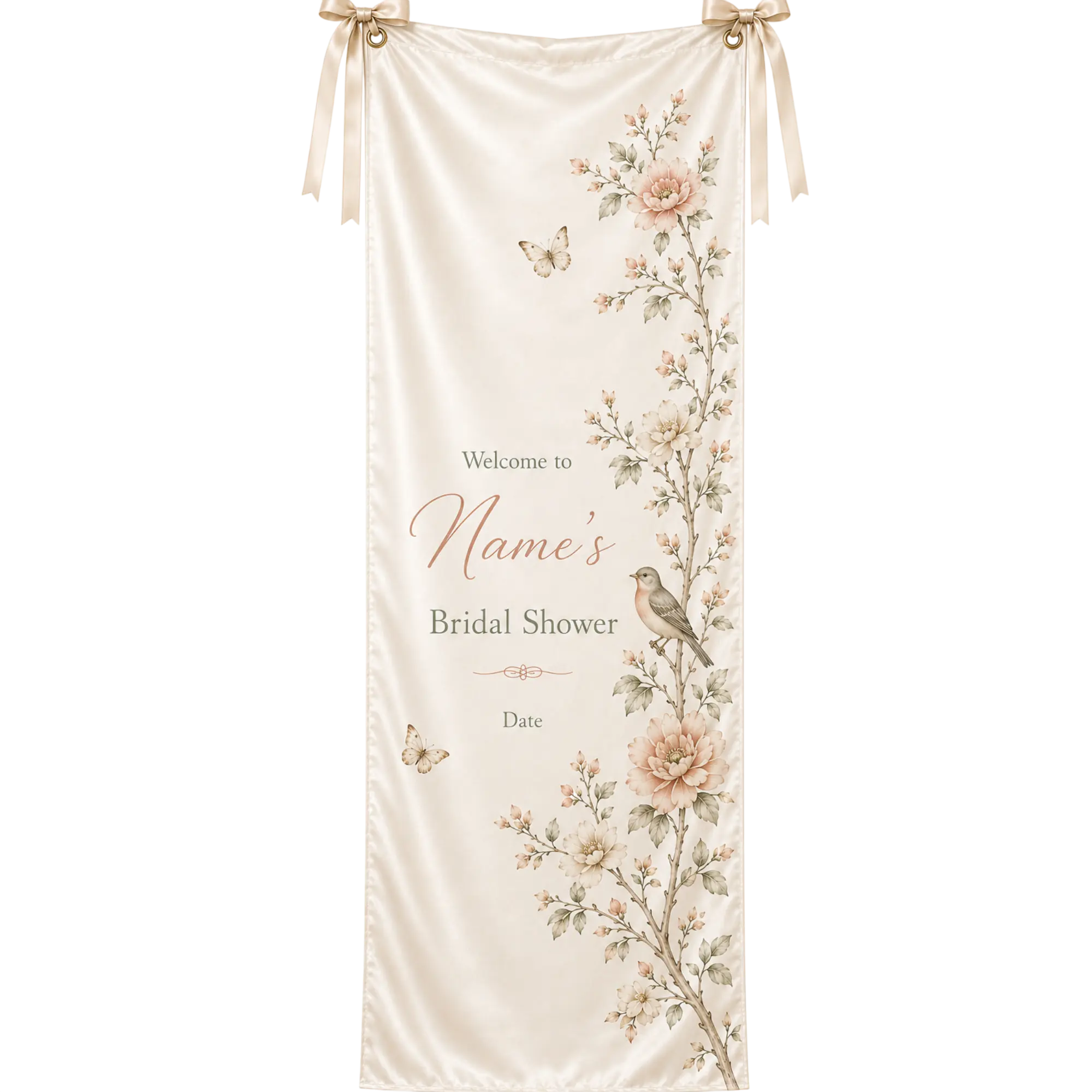 Personalized Wedding Welcome Sign Bridal Shower Satin Fabric Welcome Banner - Elegant Reception Party Decor