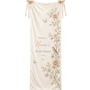Personalized Wedding Welcome Sign Bridal Shower Satin Fabric Welcome Banner - Elegant Reception Party Decor