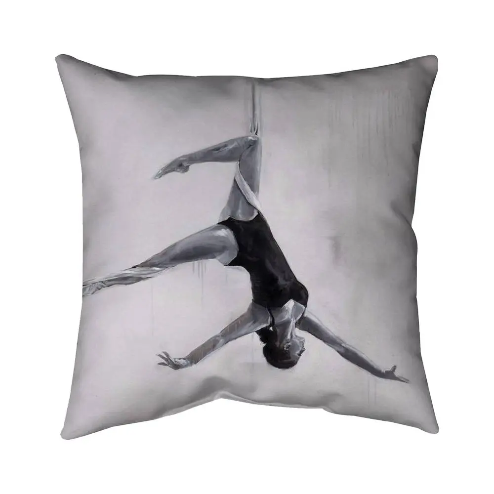 Aerial Silks Dancer Decorative Pillow - 18x18 in, 360 Stand, Polyester Print, UV Protection, Fade Resistant, Monochrome Indoor/Outdoor Textile Soft Furnishing, for Aerial Dance Enthusiasts, Room Decor Throw